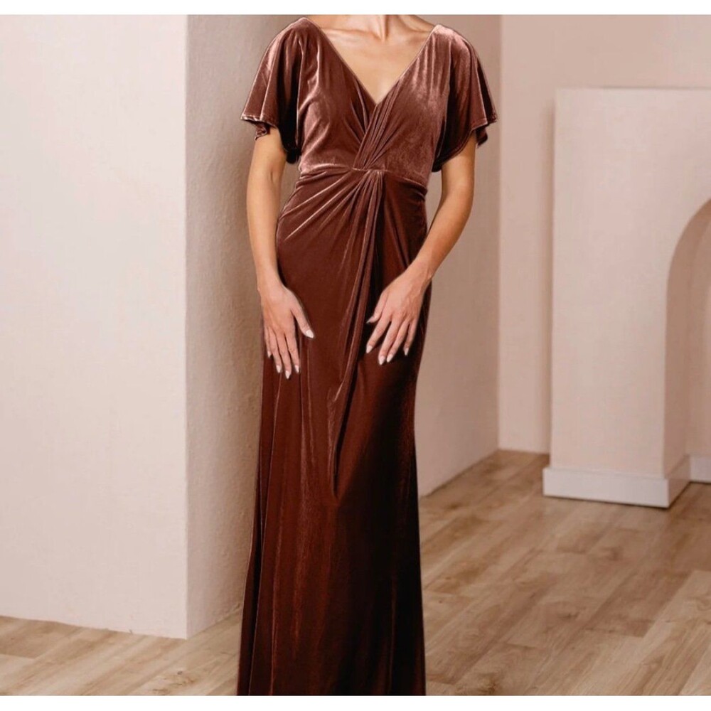 Revelry Rust Velvet bridesmaid Dress